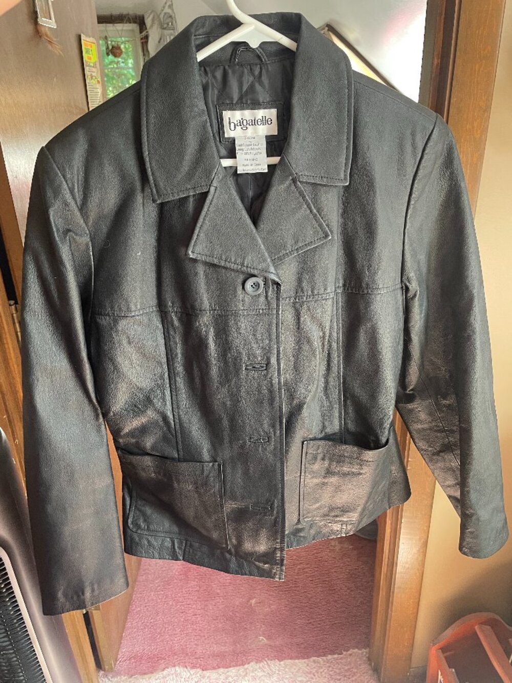 Pre-owned Vintage Bagatelle Misses Black Leather Jacket